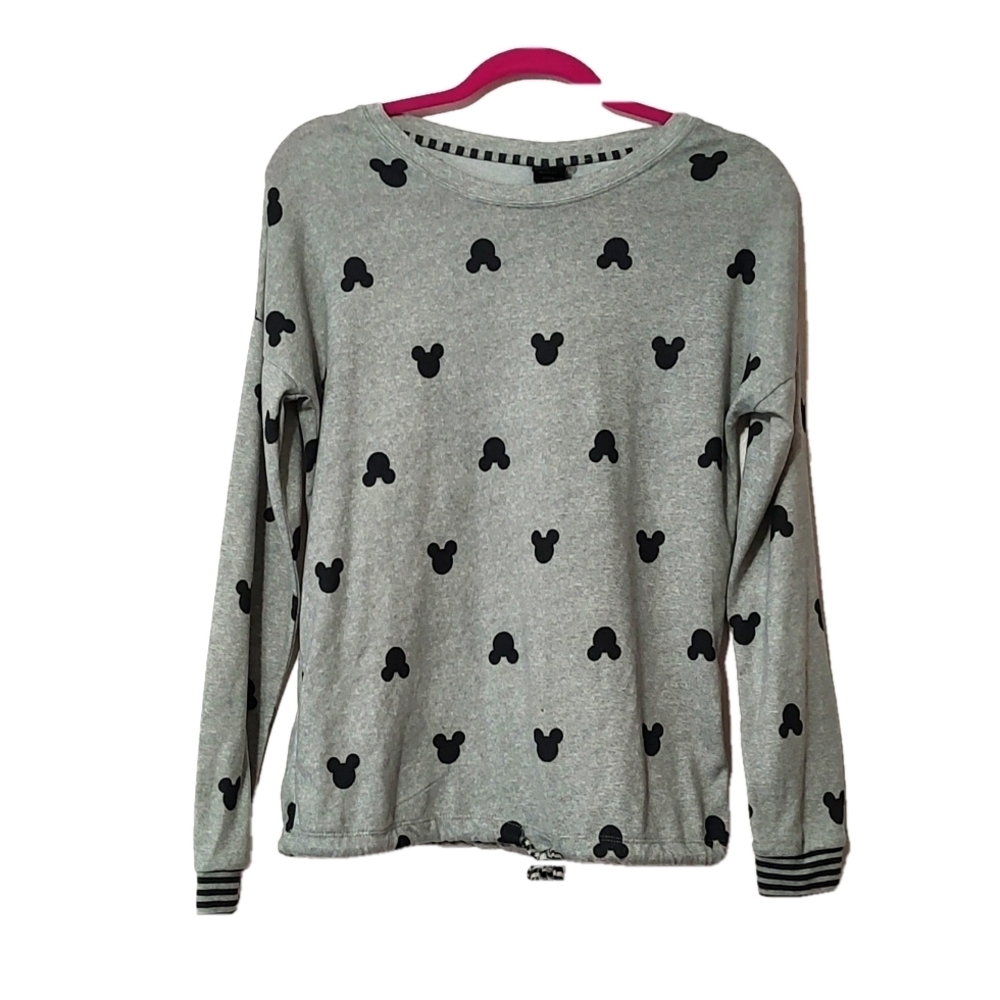 Disney Mickey Gray Long Sleeve Lounge Top Size S
